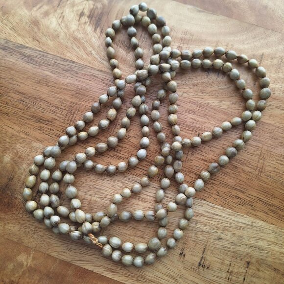 Vintage Multi Strand Tagua Nut Bead Necklace Natural Long 80 Inch - Picture 6 of 8